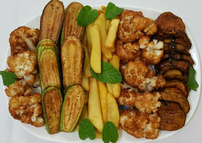 Aubergine et chou fleur frites