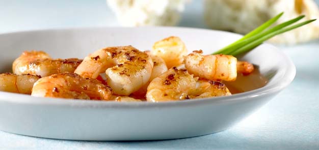 scampis marinés à l'ail et à la coriandre